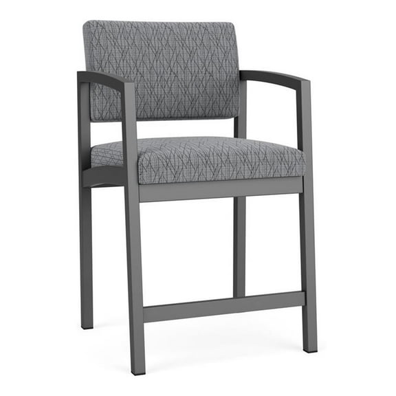 Pemberly Row Modern Fabric Hip Chair in Charcoal/Adler Gray Flannel