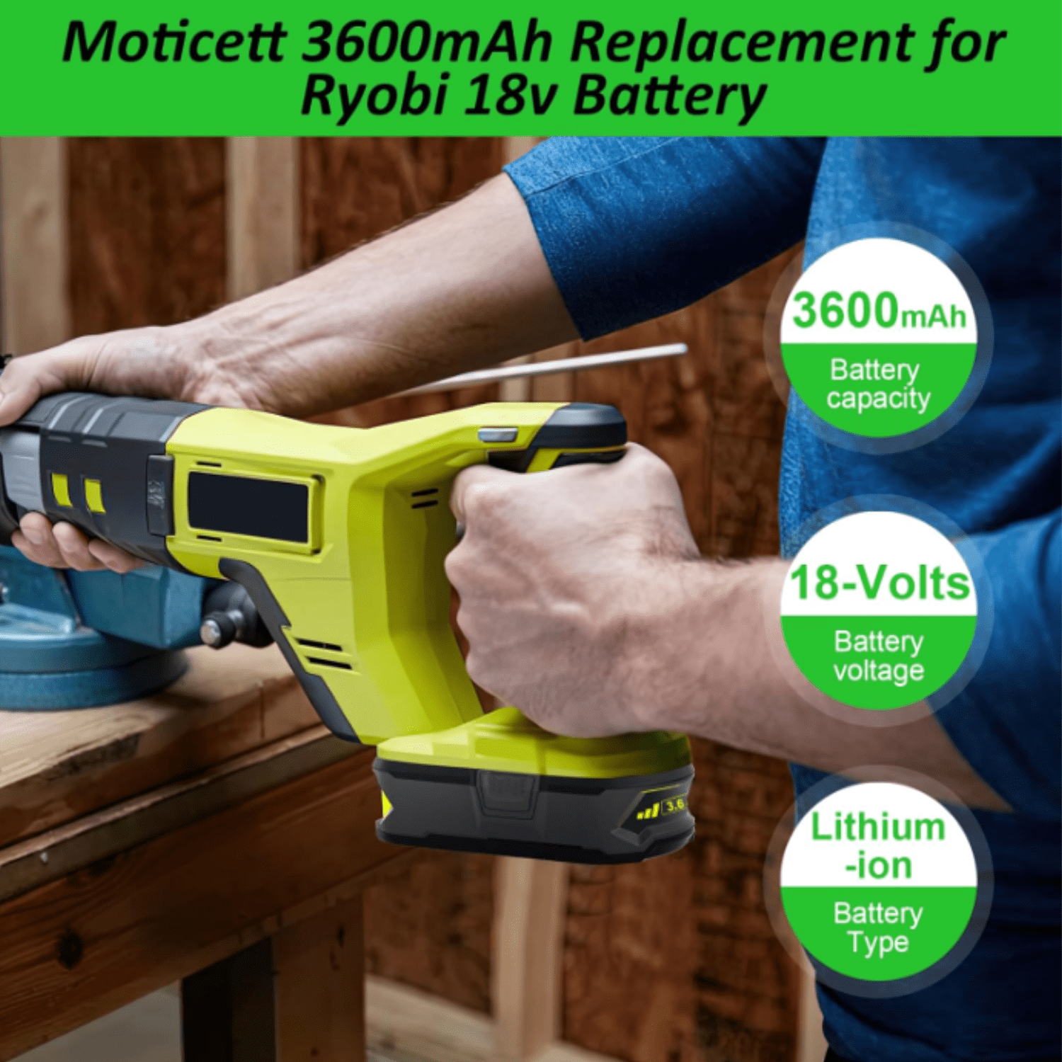 Vinida P102 18V Cordless Power Tool Charger with 2 X 36Ah Batteries for Ryobi ONE+ 18V System