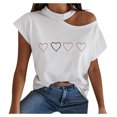 thumbnail image 3 of Gibobby Playera Manga Corta para Mujer Blusa corta con hombros descubiertos para mujer, blusa una manga con cuello redondo y hombros descubiertos(Blanco,M), 3 of 4