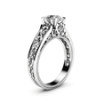 thumbnail image 2 of HeartsAndYou 1.5ct Round Cut Moissanite Engagement Ring for Women 18k White Gold Over Silver Vintage Inspired Filigree, 2 of 8