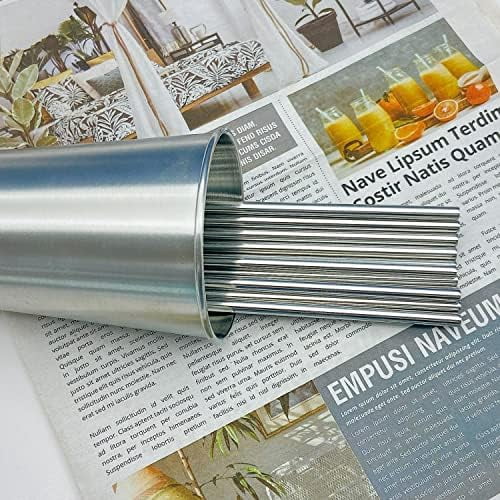 100-Pack 8.5" Reusable Stainless Steel Straws in Bulk - Straight Metal Drinking Straws for 30 oz & 20 oz Tumblers Yeti Water Bottles, Dishwasher Safe (Silver)