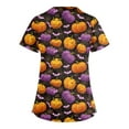 thumbnail image 4 of MLQIDK Halloween Print Scrubs for Women Nurse Uniform Shirts Short Sleeve Funny Spooky Season Working Uniform Fun V-Neck Scrub Shirts Holiday Printed Nurse Uniforms Purple 4XL, 4 of 4