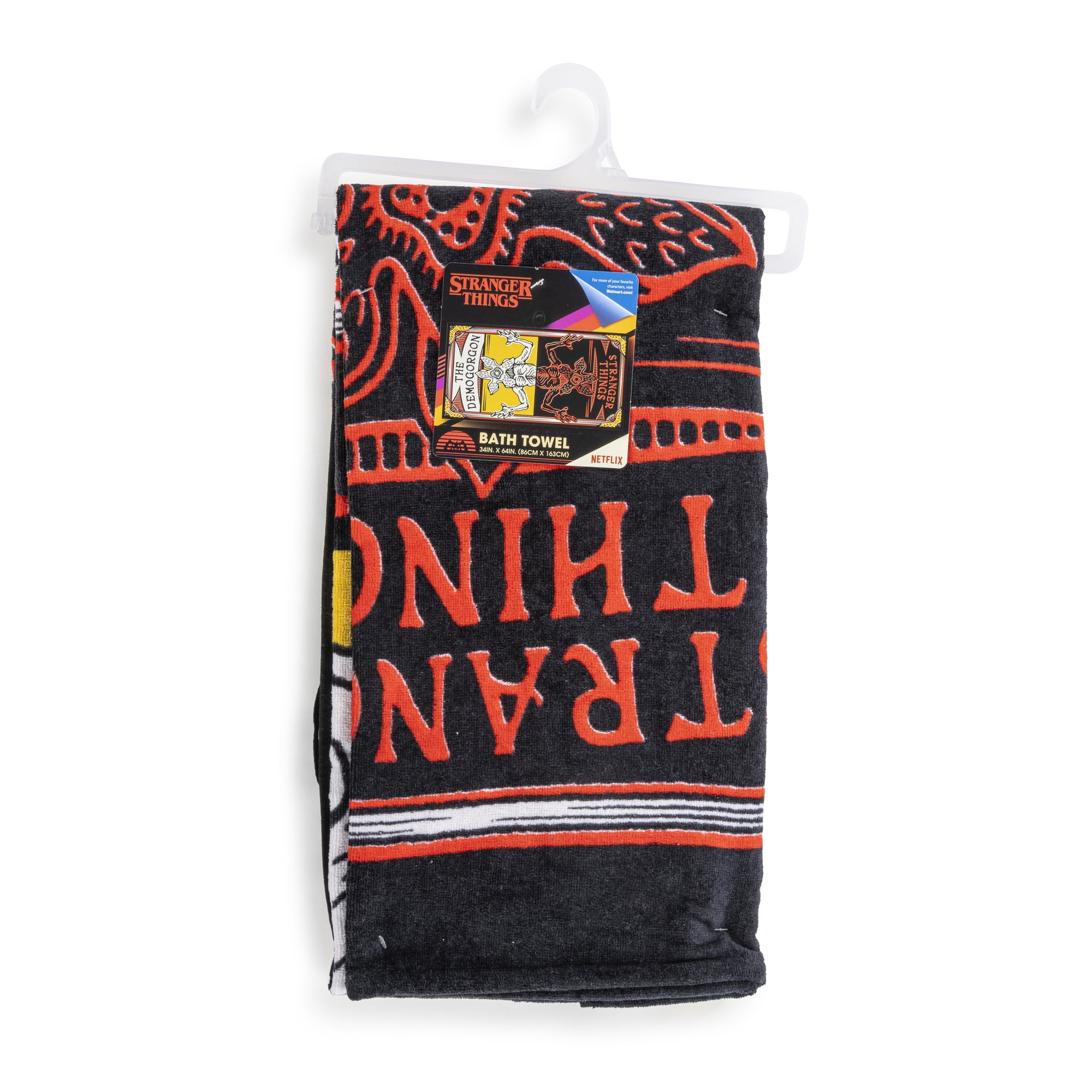 Stranger Things The Demogorgon 34" x 64" Oversized Bath Towel, Cotton, Red and Yellow, Netflix