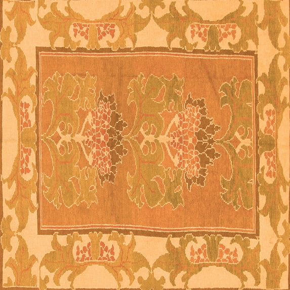 Ahgly Company Indoor Square Abstract Orange Modern Area Rugs, 6' Square