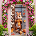 thumbnail image 2 of Cartoon Squirrel Welcome Sign Wood Background Fall Leaves Banner for Home Decor Party Seasonal Decoration Event, 2 of 9