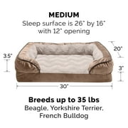 FurHaven Pet Products Velvet Waves Perfect Comfort Full Support Orthopedic Sofa-Style Pet Bed for Dogs & Cats - Brownstone, Medium