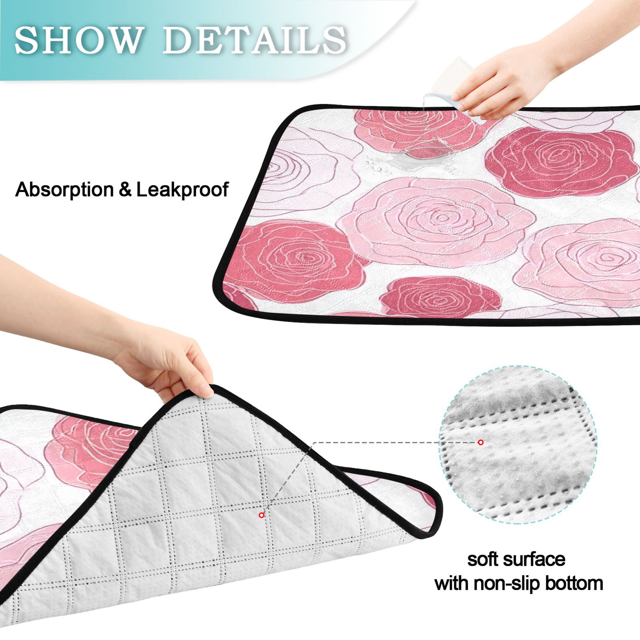 IAUYY Washable Pee Pads for Dogs Smallx3 Absorbent and Leak-Proof Non-Slip Reusable Puppy Pee Pads for Dogs Applicable to Playpen Potty Crate Petal Space