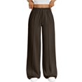 thumbnail image 5 of Fashion Women's High Waist Wide Leg Loose Casual Drawstring Sports Pants, Coffee, Size L, 5 of 6