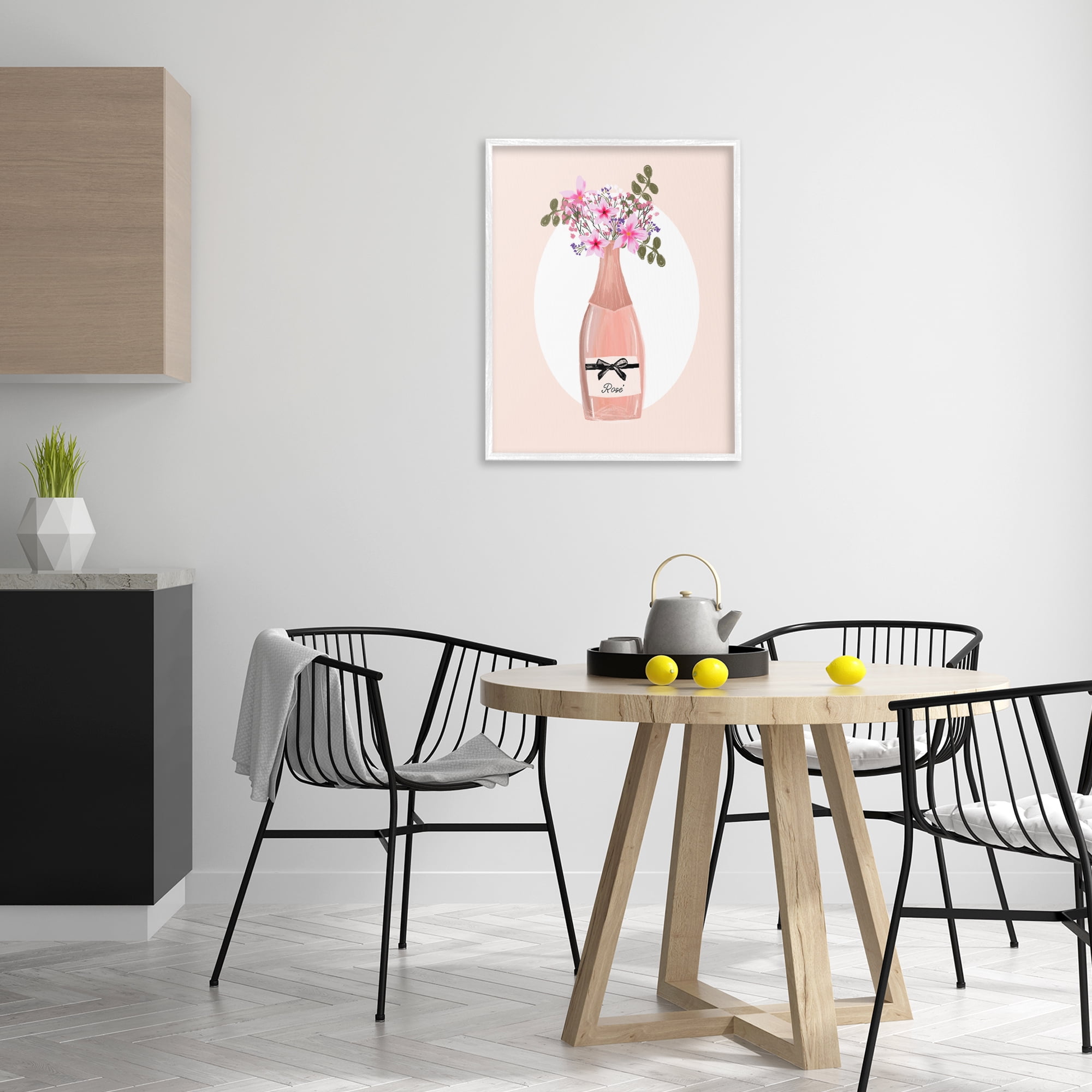 Stupell Industries Pink Lilies Champagne Food & Beverage Painting White Framed Art Print Wall Art, 24 x 30