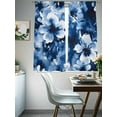 thumbnail image 4 of Blue Flowers Sheer Curtains for Living Room Bedroom, Light-filtering Sheer Curtain, Petals Silhouette Watercolor Boho Ink Blooming Rod Pocket Voile Window Treatment Drapes, 52’’Wx63’’L, 2 Panels Set, 4 of 7