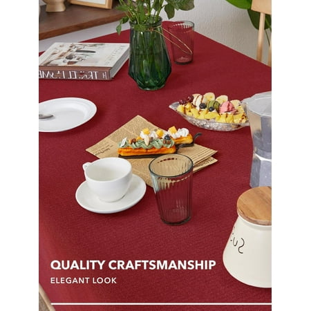 

Burgundy Tablecloths Faux Linen Waterproof Tablecloth
