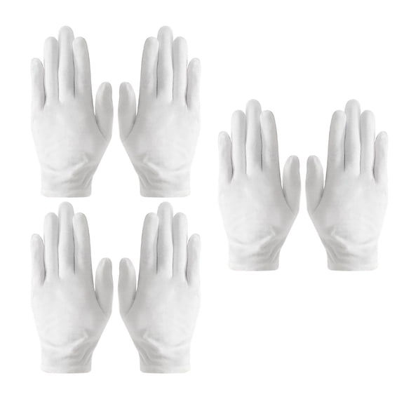 HCTSHG White Cotton Gloves 6 Pairs,Cotton Gloves Breathable Jewelry Inspection Etiquette Gloves Protector,Dry Hands Eczema Moisturizing,Glove Liners for Serving Costume Inspection,Soft Comfort 