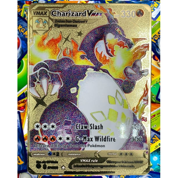 Shiny Charizard Vmax Gold Metal Card Sv107 Sv122 Shining Fates Custom Gold Metal Walmart Com