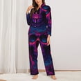 thumbnail image 2 of Balery Purple-Red Skull Conjunto de Pijama con Estampado para Mujer, Conjunto de Dos Piezas con Manga Larga, Ropa de Dormir Suave con Bolsillos, Pijamas Cómodos-Small, 2 of 7