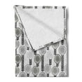 thumbnail image 2 of Floral Soft Flannel Fleece Throw Blanket, Abstract Creative Doodle Style Blossoms and Striped Leaf, Cozy Plush for Indoor and Outdoor Use, 50" x 70", Pale Grey White, by Ambesonne, 2 of 5