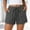 *Gray, variant on Women's Lace Hem Linen Blend Shorts, Elastic High Waist Drawstring Shorts with Pockets Black,Women's Plus M