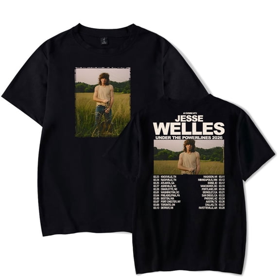 Jesse Welles Under The Powerlines 2026 Tour Tee Women Men Short Sleeve Crewneck Casual Streetwear T-shirt