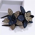 thumbnail image 2 of FitBest 1Pcs Women's Elegant Hair Curling Rhinestone Double Flower Dovetail Hair Clip Jewelry Duck Beak Clip, 2 of 8