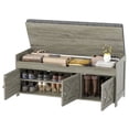 thumbnail image 2 of CHITOOMA 43.4" Shoe Storage Bench with Cushion and Barn Doors for Entryway, Bedroom, Shoe Rack Bench Adjustable Shelf with Lift Top Storage, 440 lbs, Grey, 2 of 8