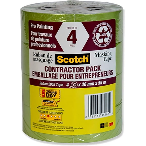 3M 2055PCW-36CP 36mm x 55m Ruban de masquage vert (4pk)