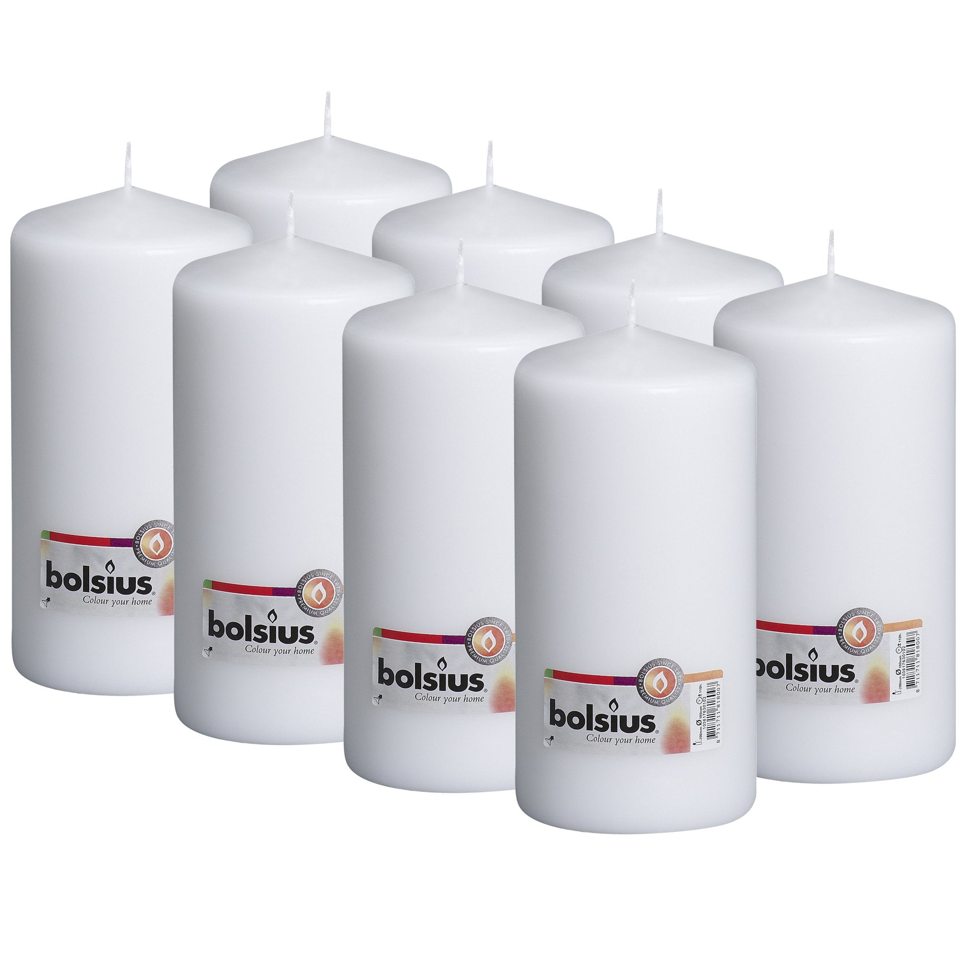 Bolsius White Pillar Candles 120 Long Burning Hours Candle Set 4