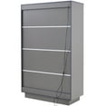 thumbnail image 5 of 60.6'' Freestanding Display Cabinet with 2 Storage Drawers, Pantry with Glass Doors & LED Lighting, Modern Bookcase with Adjustable Shelves for Hallways, Kitchen, Livingroom & Office - Grey, 5 of 16