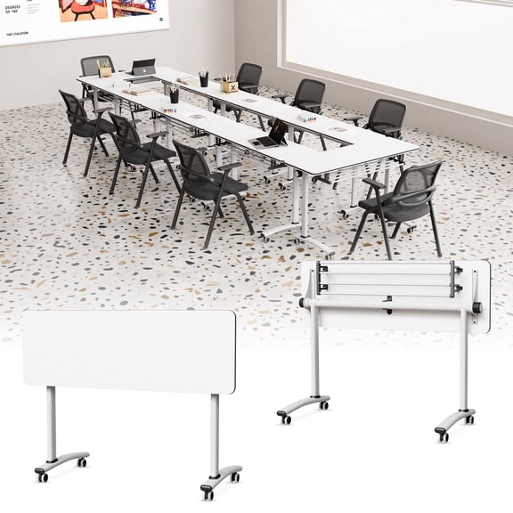Narrow Conference Tables,Conference Room Tables with Wheels,Small Folding Conference Table for Office Training Meeting Seminar Classroom Home