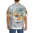 thumbnail image 5 of Gaeub The World Map with Cartoon Animals Men's Lapel Short Sleeve Shirt, Relaxed Fit Shirt, Soft and Breathable for Outdoors Party Travel - Large, 5 of 7