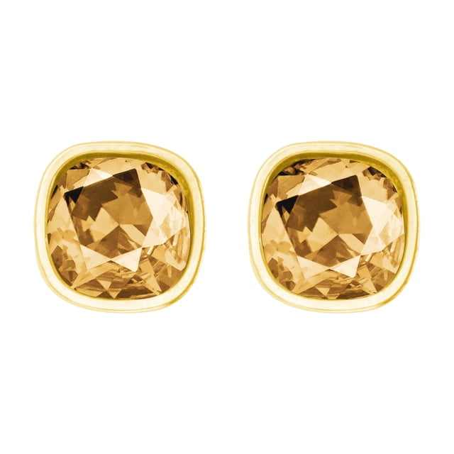 Arete para Mujer con Cristal Fino Swarovski en Forma de Cuadrado – Bañado en Oro 14k– Arete Elegante y Brillante, Aretes de Mujer de Moda– Joyería para Mujer de Moda– Regalo especial Ortiz Espinosa Temporada