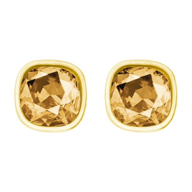 Arete para Mujer con Cristal Fino Swarovski en Forma de Cuadrado – Bañado en Oro 14k– Arete Elegante y Brillante, Aretes de Mujer de Moda– Joyería para Mujer de Moda– Regalo especial Ortiz Espinosa Temporada