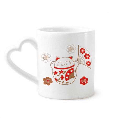 

Lucky Fortune Cat Flower Fan Japan Mug Coffee Cerac Drinkware Glass Heart Cup