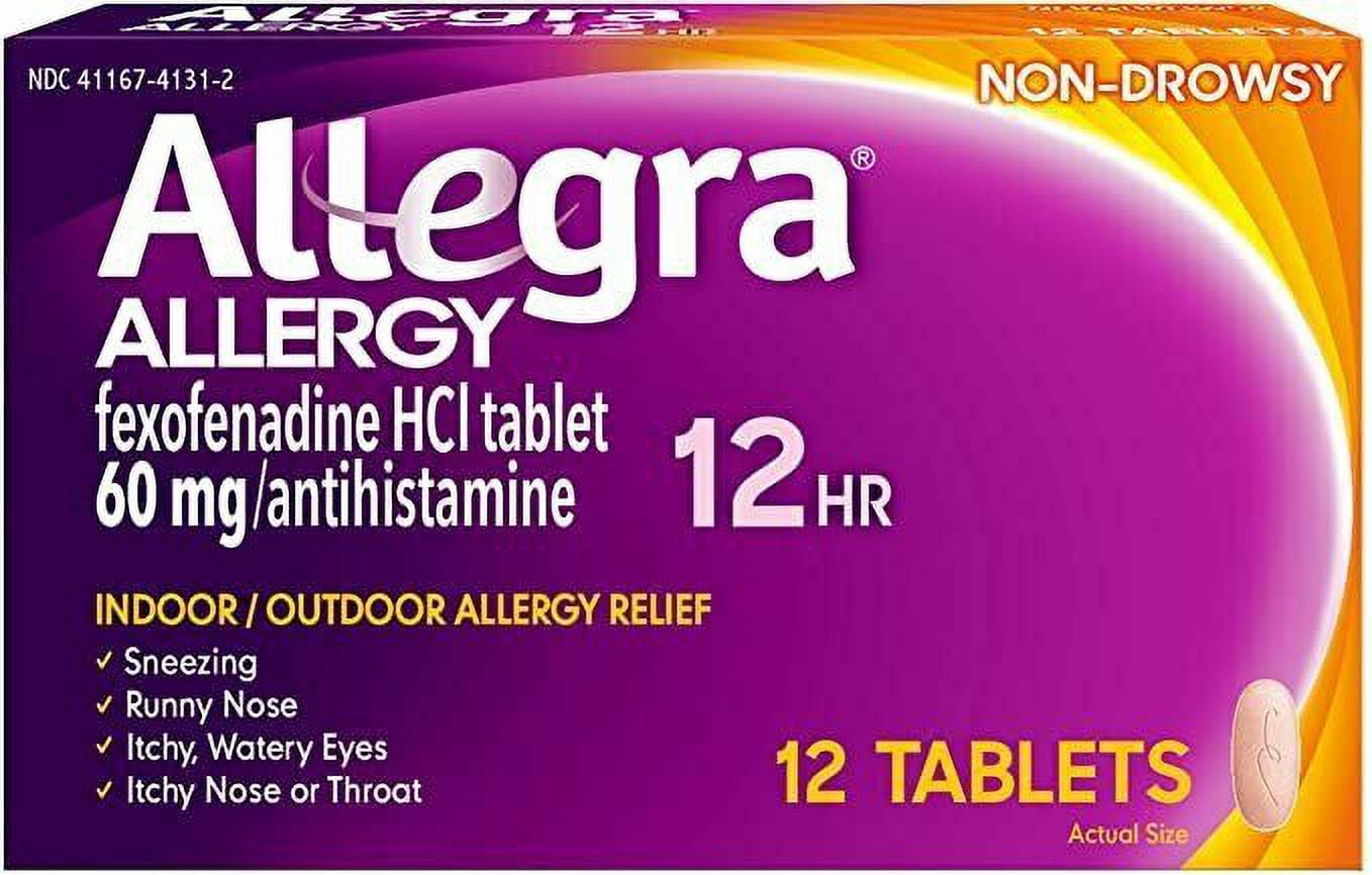 Allegra Allergy Fexofenadine 60mg Antihistamine Non-Drowsy, 12ct, 4-Pack