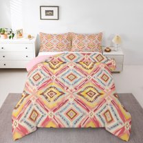 Manfei Southwestern Aztec 2pcs Bedding Comforter Set for Female Men,Bohemian Theme Twin Comforter Sets,Tribal Aztec Breathable Bedding Set,Lightweight Room Decor,Reversible