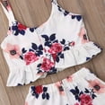 thumbnail image 5 of URMAGIC Toddler Baby Girl Cotton Clothes Set Flower Print Sleeveless Ruffled Hem Tank Tops Shorts Set 2Pcs Summer Outfits 6-12 Months, 5 of 6