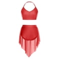 thumbnail image 3 of Eandarui Costume de Danse Lyrique 2 Pcs pour Femmes Débardeur Dos Nu avec Short Taille Haute Rouge P, 3 of 5