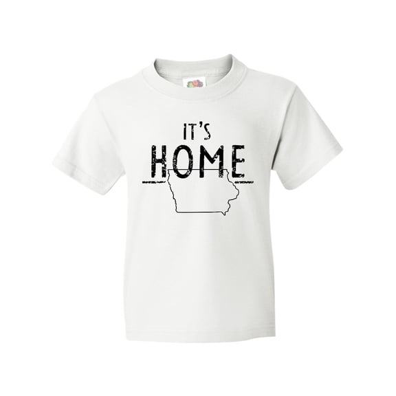Inktastic It's Home- State of Iowa Outline Distressed Text Youth T-Shirt