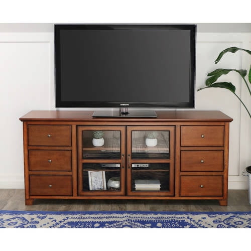 Rustic Brown Wood TV Stand for TVs up to 70 inches