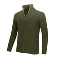 thumbnail image 2 of Gibobby Sueter Cardigan Casual Chaqueta de forro polar con cremallera completa para hombre(Verde,CH), 2 of 4