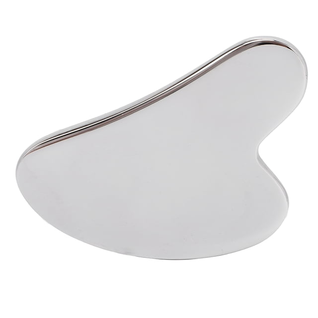 Herramienta facial multifuncional Gua Sha de acero inoxidable para estiramiento facial.