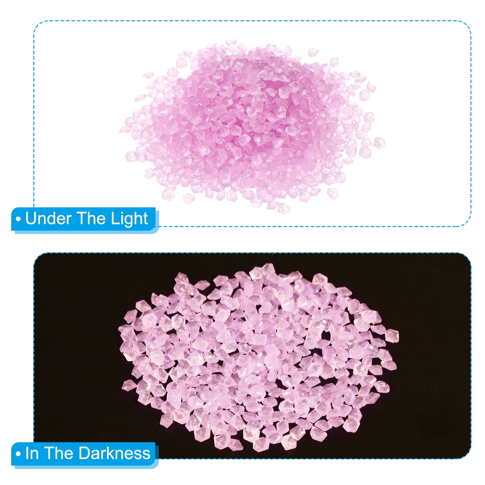 Unique Bargains 3000Pcs Glow Rocks 3-5mm Glow Pebbles Luminous Stones Decor DIY Purple