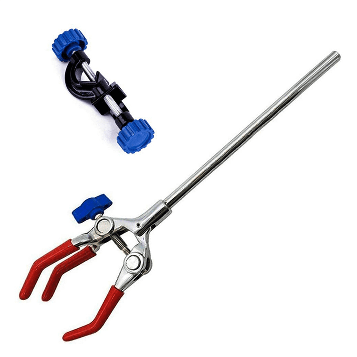 3X Lab Clamp 3 Finger Adjust Jaw with Scientific Extension Adjustable Black Laboratory Stand Clip