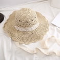 thumbnail image 4 of Delayuji Womens Lace Bow Hat Hollow Lace Wide Brim Adjustable Tie Breathable Woven UV Protection Stylish Floral Hat Outdoor Daily beach hat Sun Hat, 4 of 4