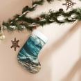 thumbnail image 7 of Daiia Blue Ocean Waves Print Christmas Stocking，18"Large Knitted Xmas Stocking for Kids, Family Stocking for Fireplace Christmas Holiday Party Decoration, 7 of 7
