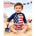 thumbnail image 3 of Aideaone 4th of July Toddler Baby Boys Swimsuit American Flag Swimwear Independence Day Long Sleeve Zipper Swimsuit3-36 Months, 3 of 7