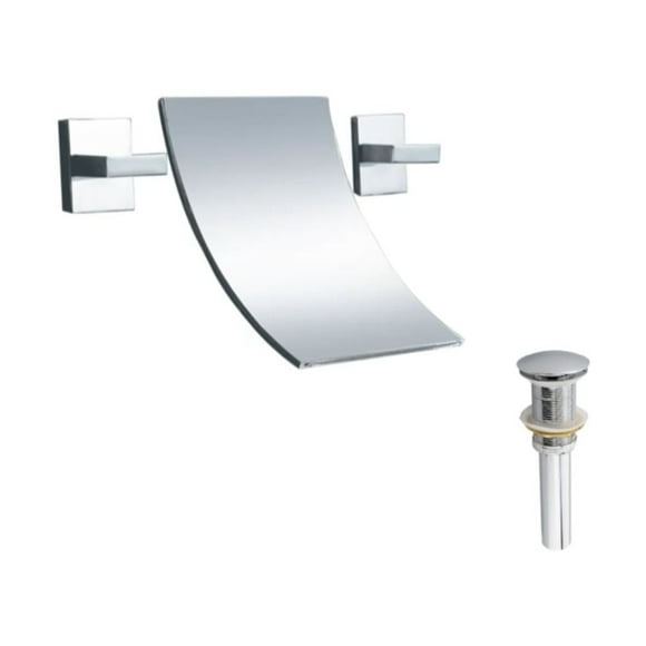 DROP Bath and Kitchen DR091447 Bathroom Sink Faucet with Unique shape in Chrome color from Waterfall series - includes Drain without overflow