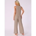 thumbnail image 4 of DARING DIVA Tank Pajama Waffle Knit Wige Leg Pants 2 Piece Lounge Set XS Khaki, 4 of 6