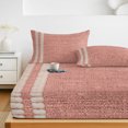 thumbnail image 6 of Twin XL Size Fitted Sheet Set - Peach Pink Texture 2 Piece Bedding Sets 16" Deep Pocket Fitted Sheet with 1 Pillowcases, Country Farmhouse Burlap Stripes Brushed Microfiber Hotel Luxury Bed Sheets, 6 of 9