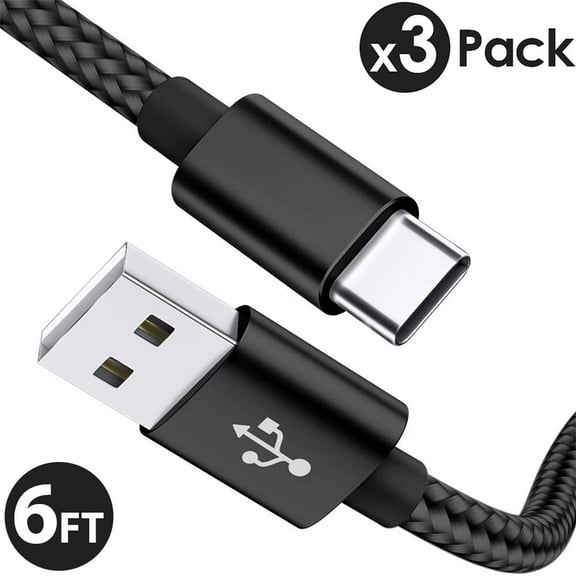 3x 6FT USB Type C Cable Fast Charging Cable USB-C Type-C 3.1 Data Sync Charger Cable Cord For Samsung Galaxy S10 S9 S9  Galaxy S8 S8 Plus Nexus 5X 6P OnePlus 2 3 LG G5 G6 V20 HTC M10 Google Pixel XL