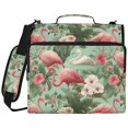 thumbnail image 2 of Zipper Binder with Shoulder Strap 2 inch 3 Ring Waterproof File Folder Organizer Bag 500 Sheet Flamingo Tropical Leaves Pattern, 2 of 8