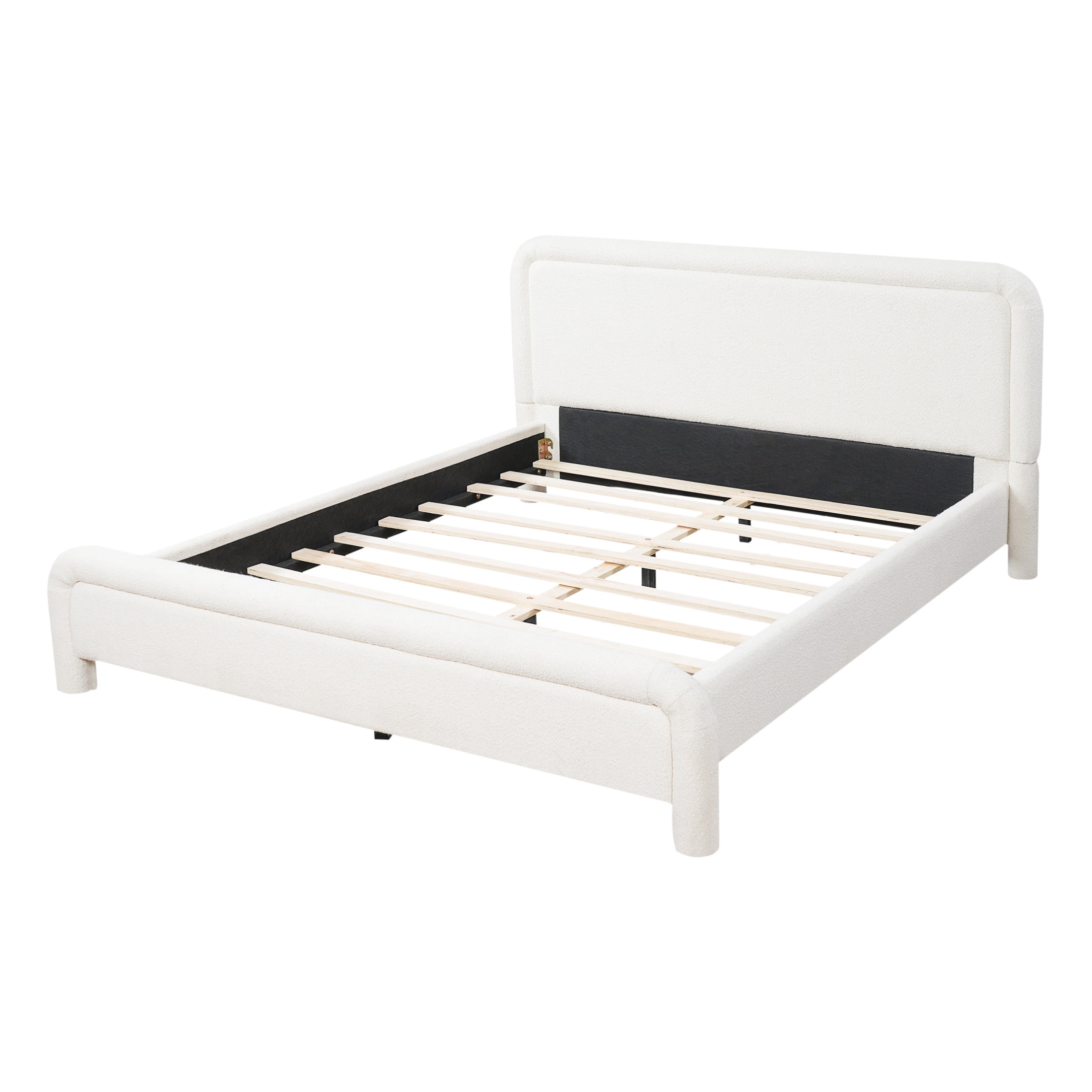 Christopher Knight Home Modern Queen Upholstered Platform Bed Frame with Curved Headboard, White